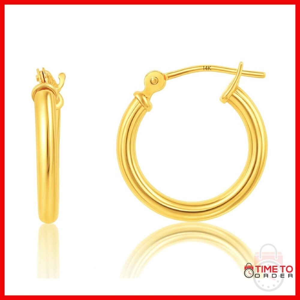 14k Gold Hoop Earrings Hypoallergenic Secure Click Closure